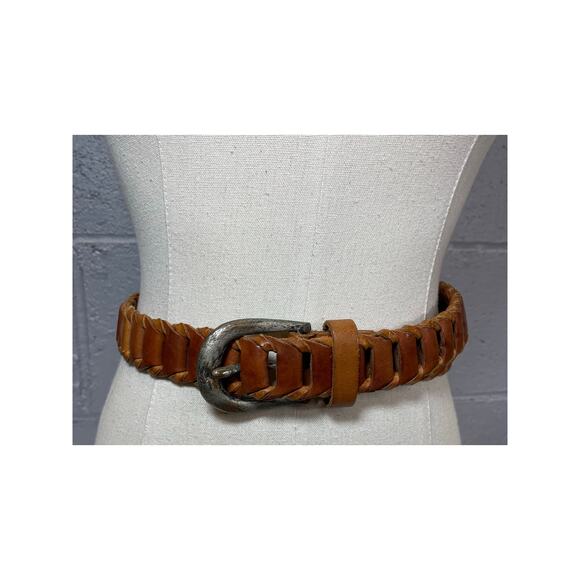 Vintage 1990s Brown Ladder Braided Leather Belt Italy Large main image 9